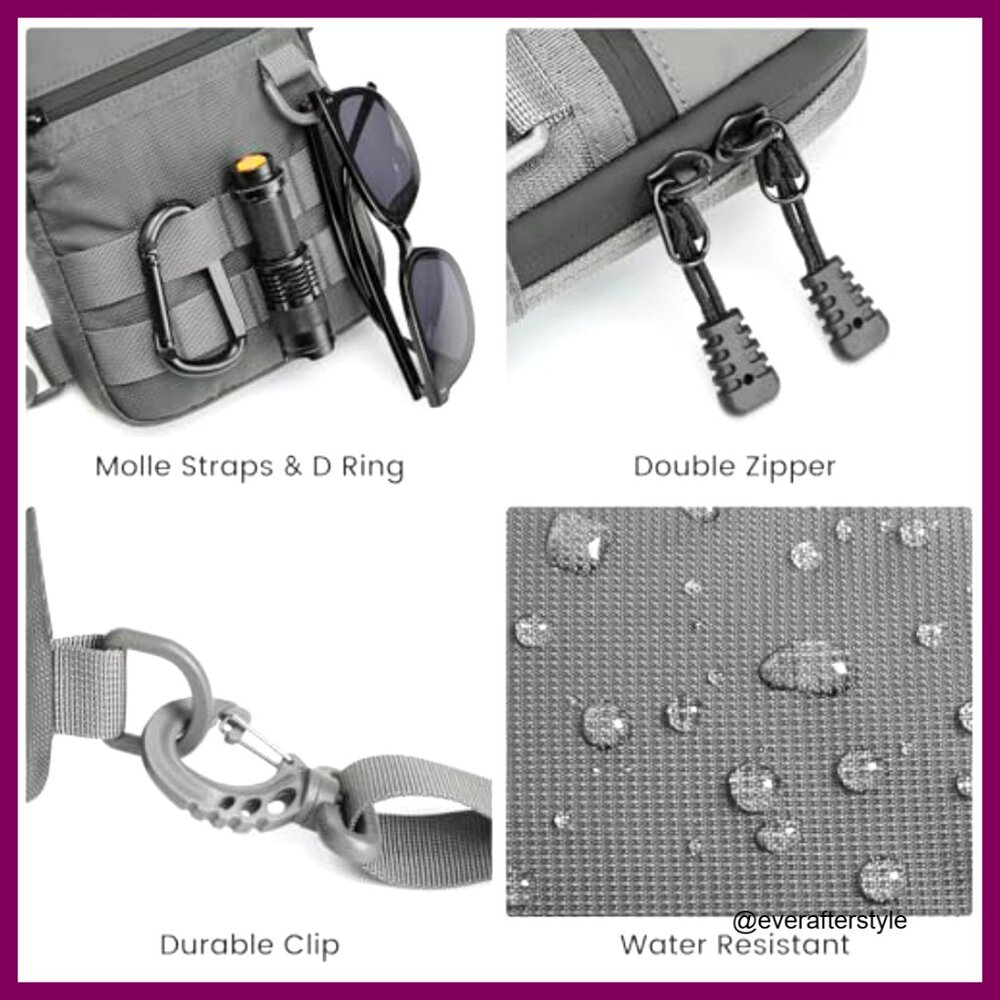 Tactical Crossbody Sling Bag Waterproof Nylon Mini EDC Shoulder Bag Compact - Picture 6 of 7